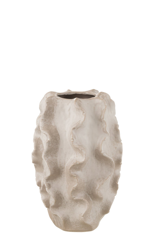 Vase Abstract Waves Clay Beige Small