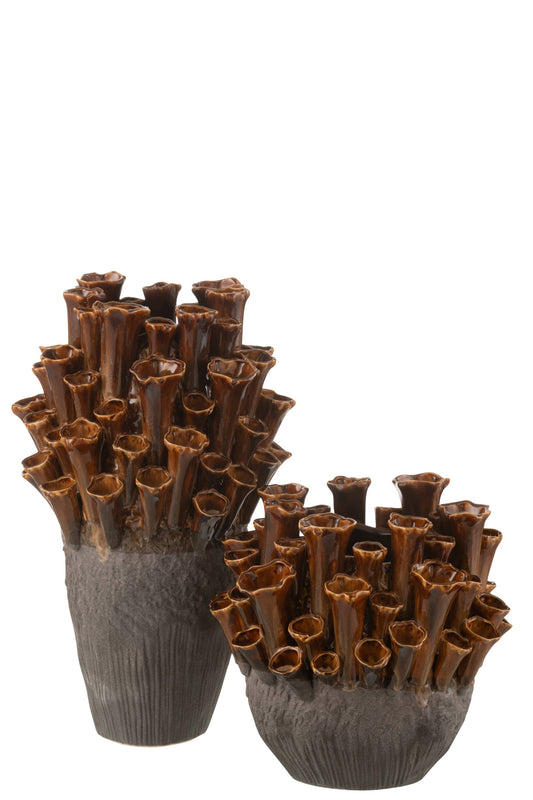 Vase Anemone Porcelain Brown/Grey Large