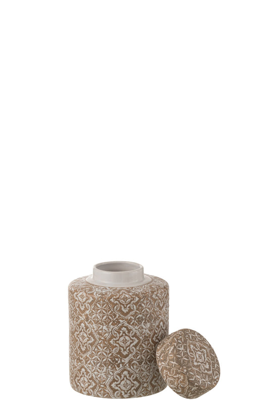 Jar Decorative Wabi Porcelain Beige/White Small