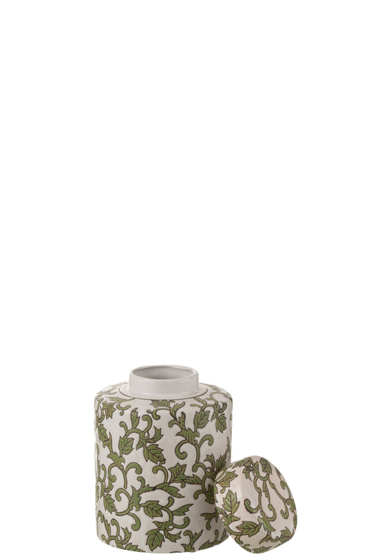 Jar Decorative Yezi Porcelain Green/White Small