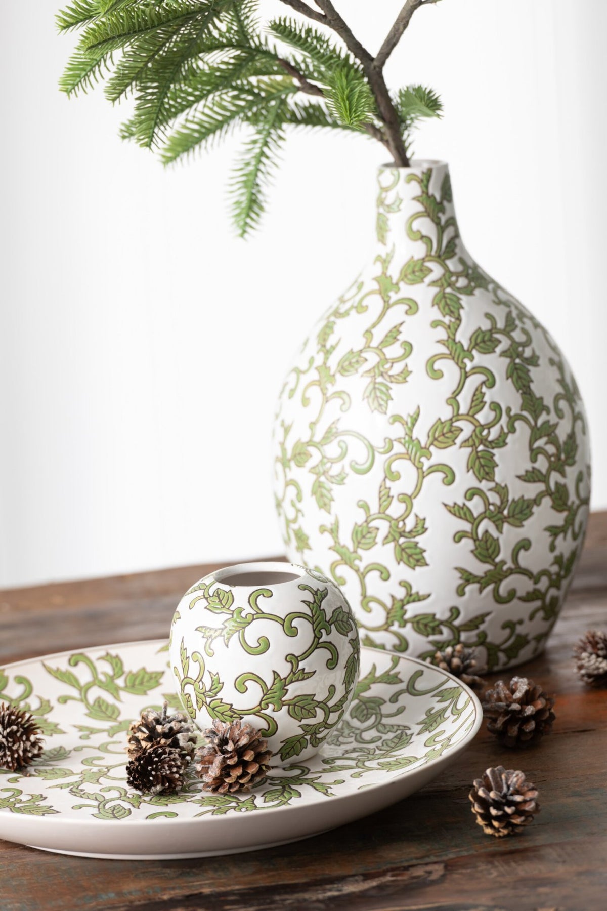 Plate Decorative Yezi Porcelain Green/White
