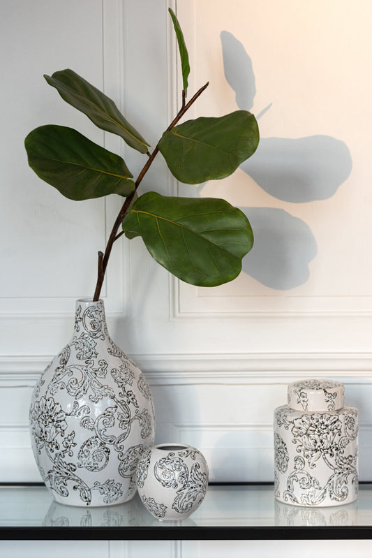 Vase Zen Round Porcelain White/Black