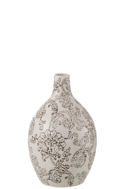 Vase Zen Round Porcelain White/Black