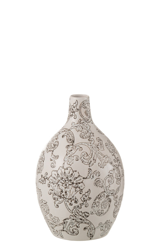 Vase Zen Round Porcelain White/Black
