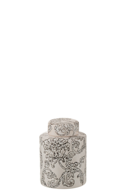 Jar Decorative Zen Porcelain White/Black Small