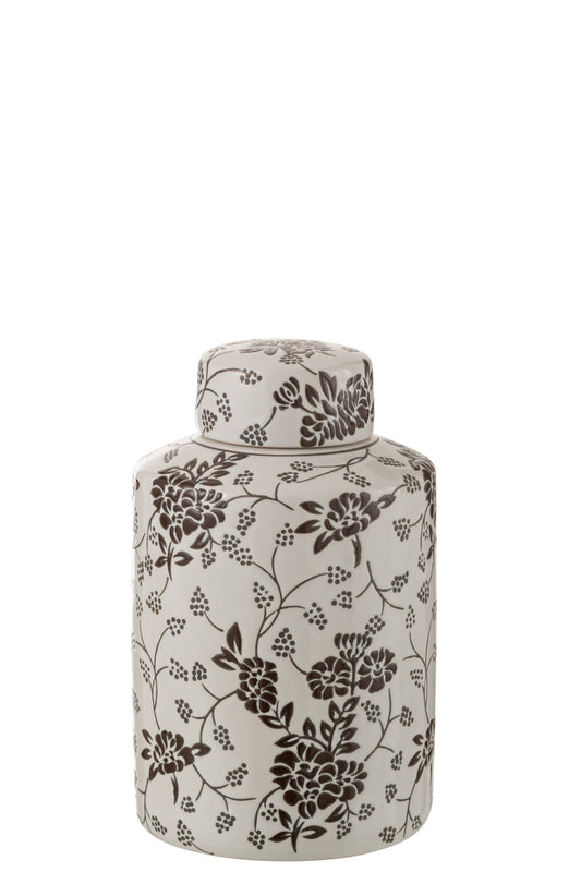 Jar Decorative Zen Porcelain White/Black Large