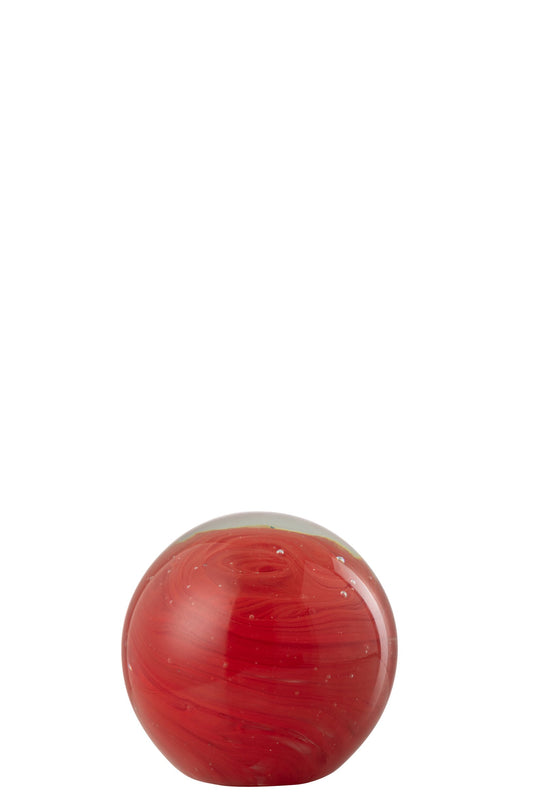 Paperweight Twister Round Glass Red Small