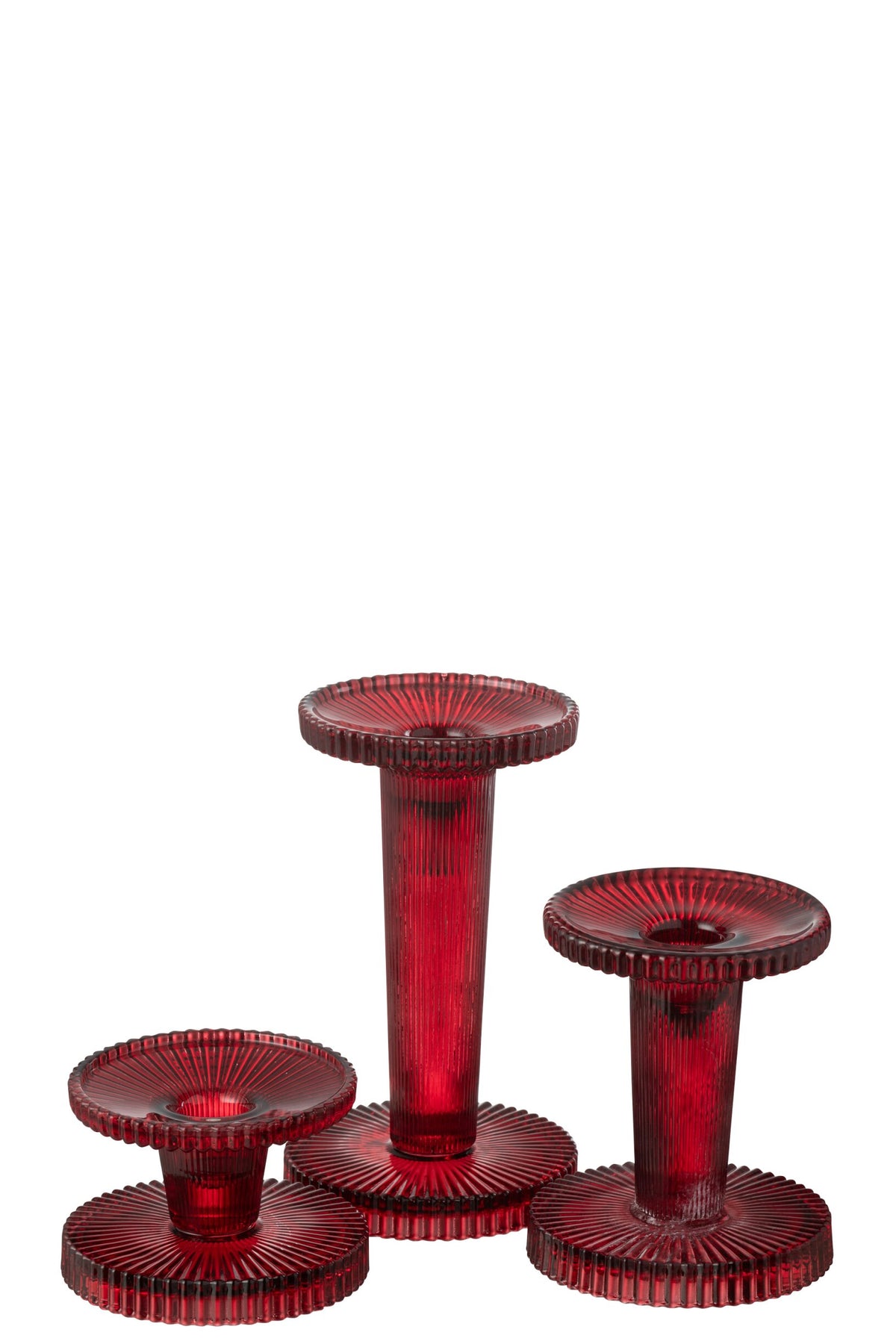 Set Van 3 Kaarshouder Nelly Glas Rood