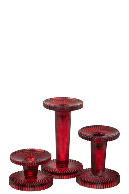 Set Van 3 Kaarshouder Nelly Glas Rood