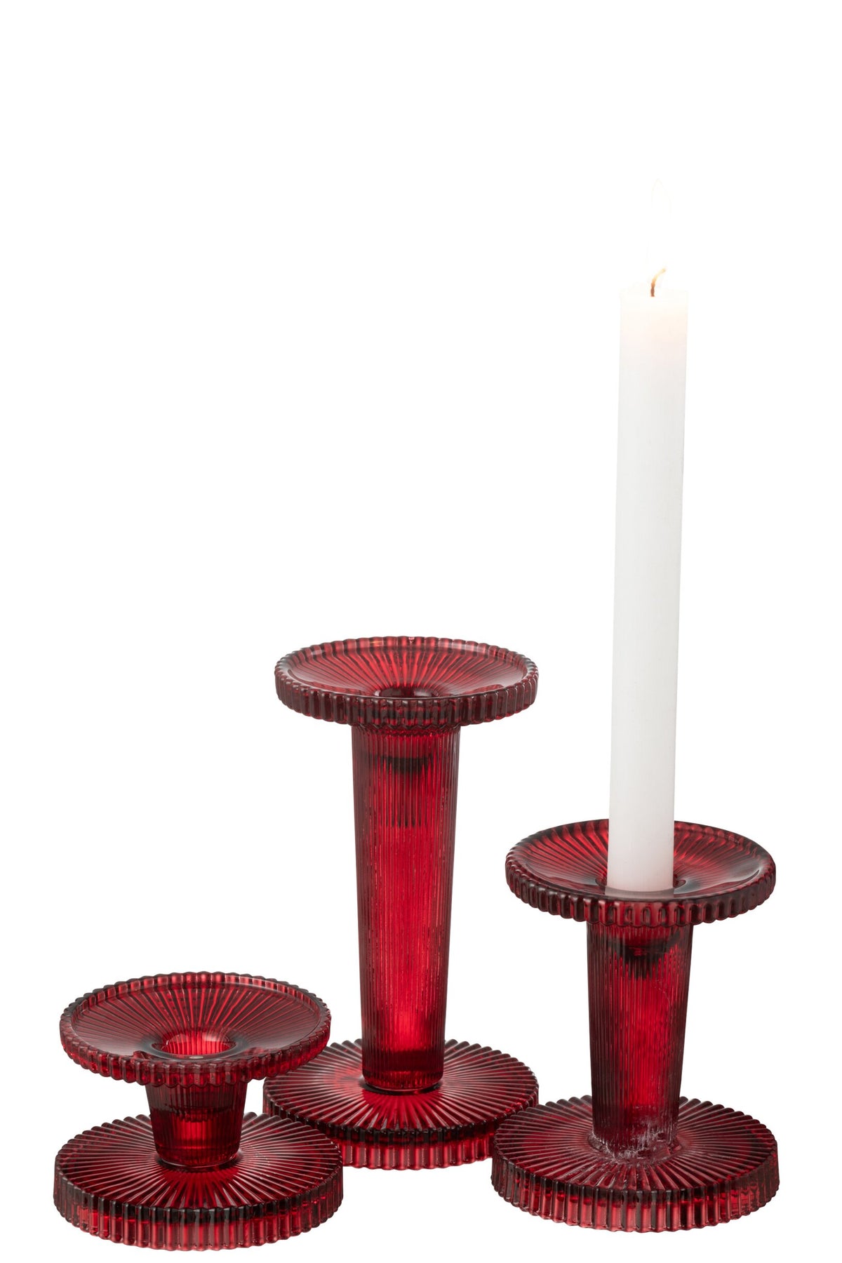 Set Van 3 Kaarshouder Nelly Glas Rood