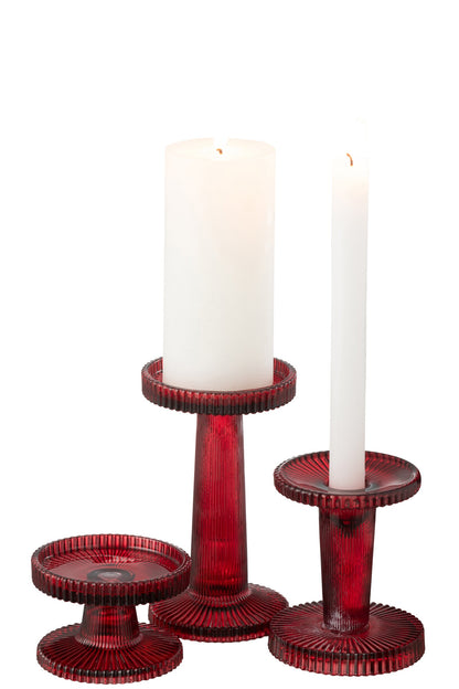 Set Van 3 Kaarshouder Nelly Glas Rood