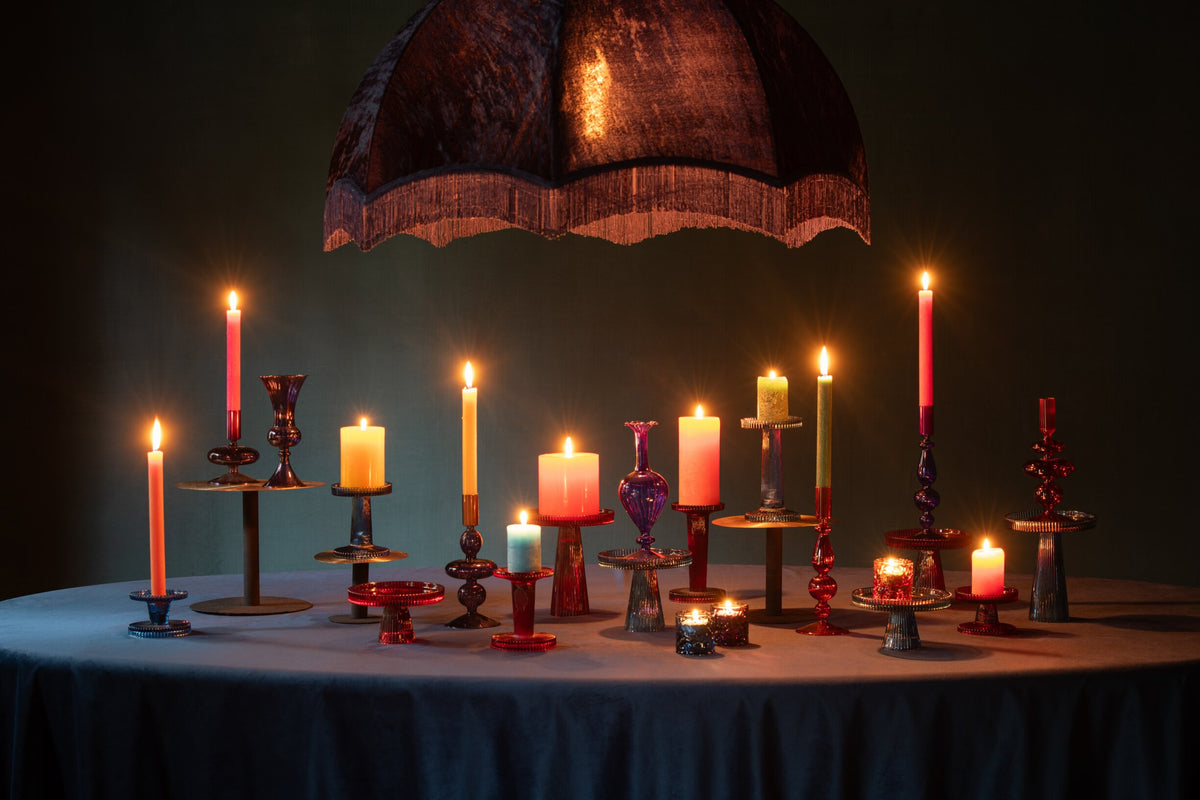 Set Van 3 Kaarshouder Nelly Glas Rood