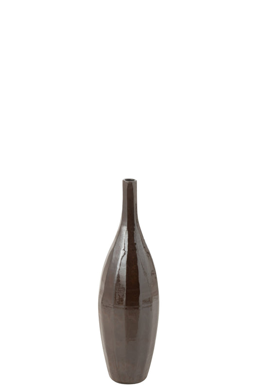 Vase Bottle Terra Shiny Brown Small