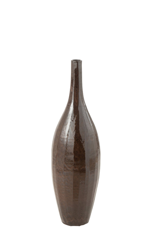Vase Bottle Terra Shiny Brown Medium