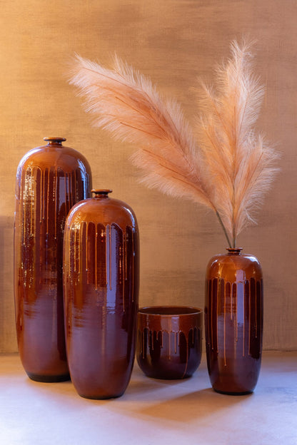 Flowerpot Lee Terra Shiny Brown/Orange