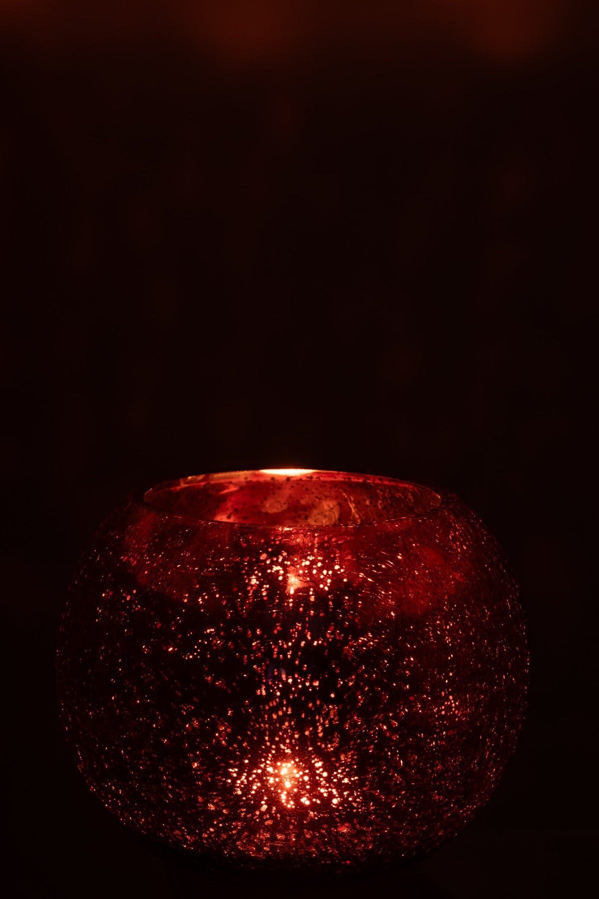 Theelichthouder Bal Craquelé Glas Roze Large