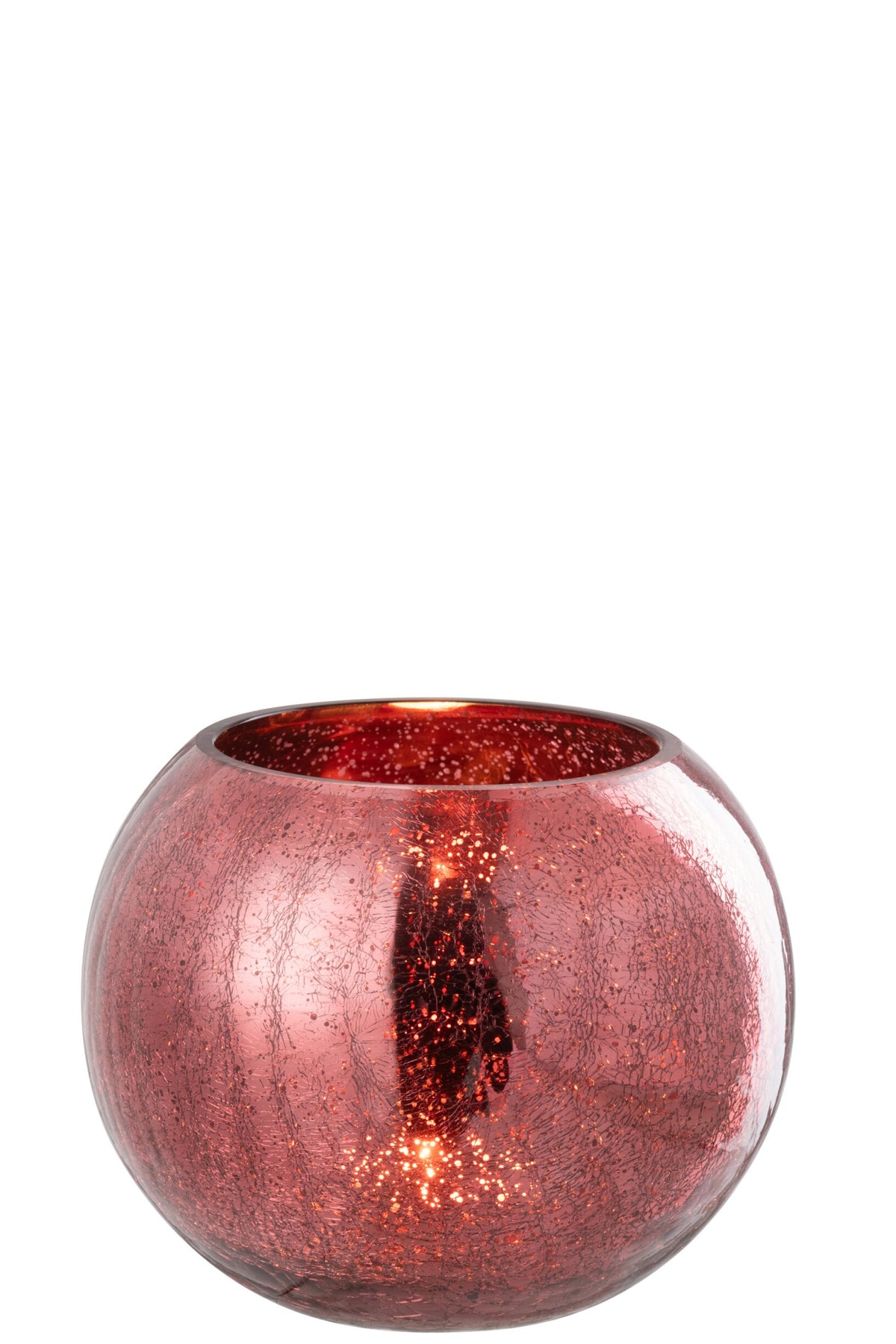 Theelichthouder Bal Craquelé Glas Roze Large