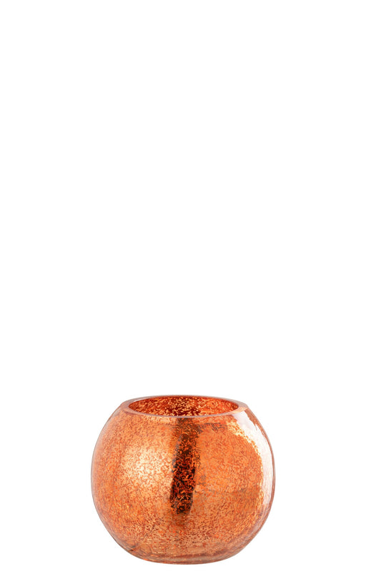 Theelichthouder Bal Craquelé Glas Goud Small