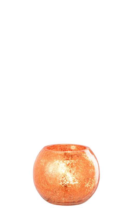Theelichthouder Bal Craquelé Glas Goud Small