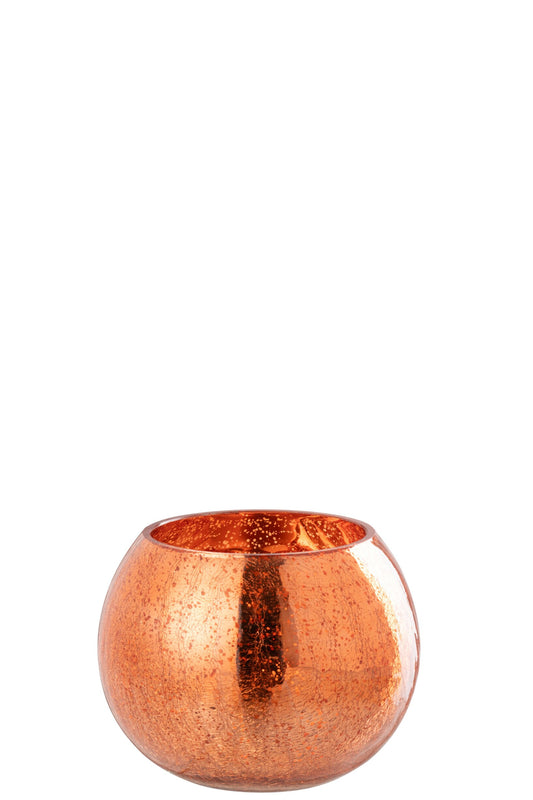 Theelichthouder Bal Craquelé Glas Goud Large