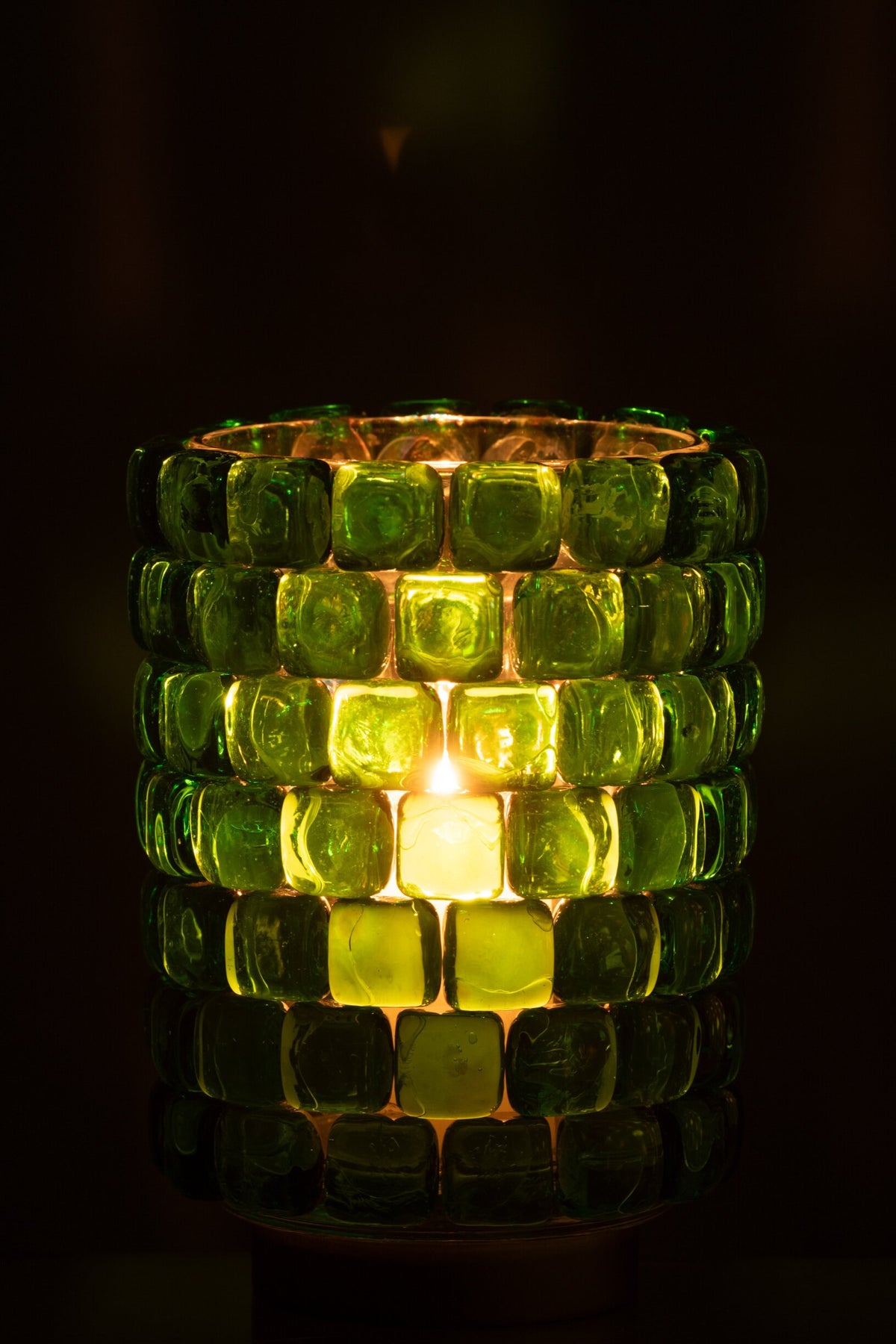 Theelicht Vierkant Mozaiek Glas Groen Large