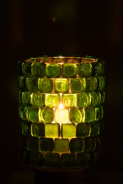 Theelicht Vierkant Mozaiek Glas Groen Large
