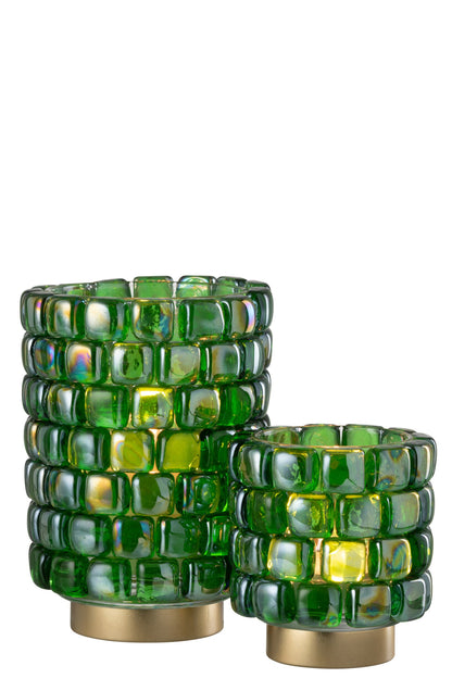 Theelicht Vierkant Mozaiek Glas Groen Large