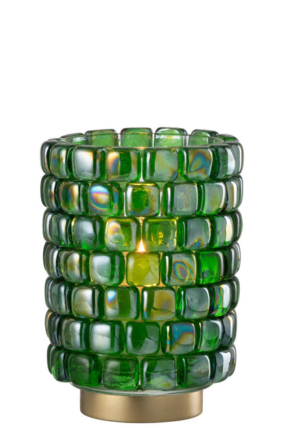 Theelicht Vierkant Mozaiek Glas Groen Large