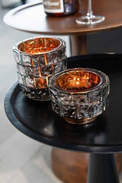Theelicht Vierkant Mozaiek Glas Bruin Large