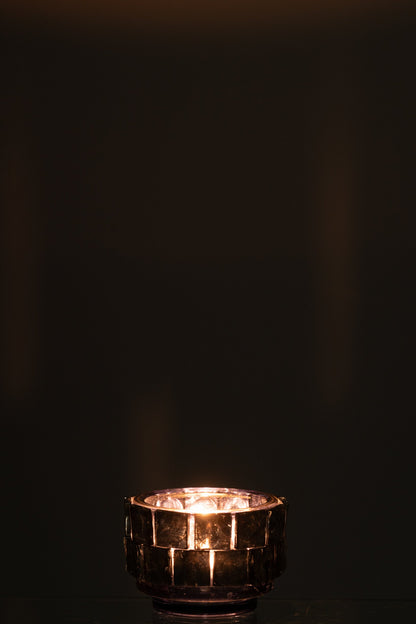 Theelicht Vierkant Mozaiek Glas Donker Blauw Small