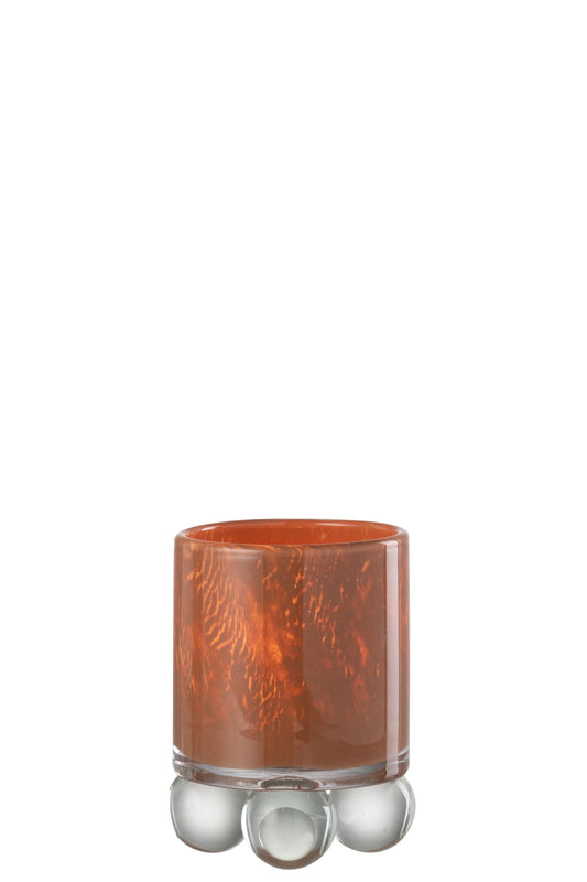 Theelichton Balls Glas Bruin