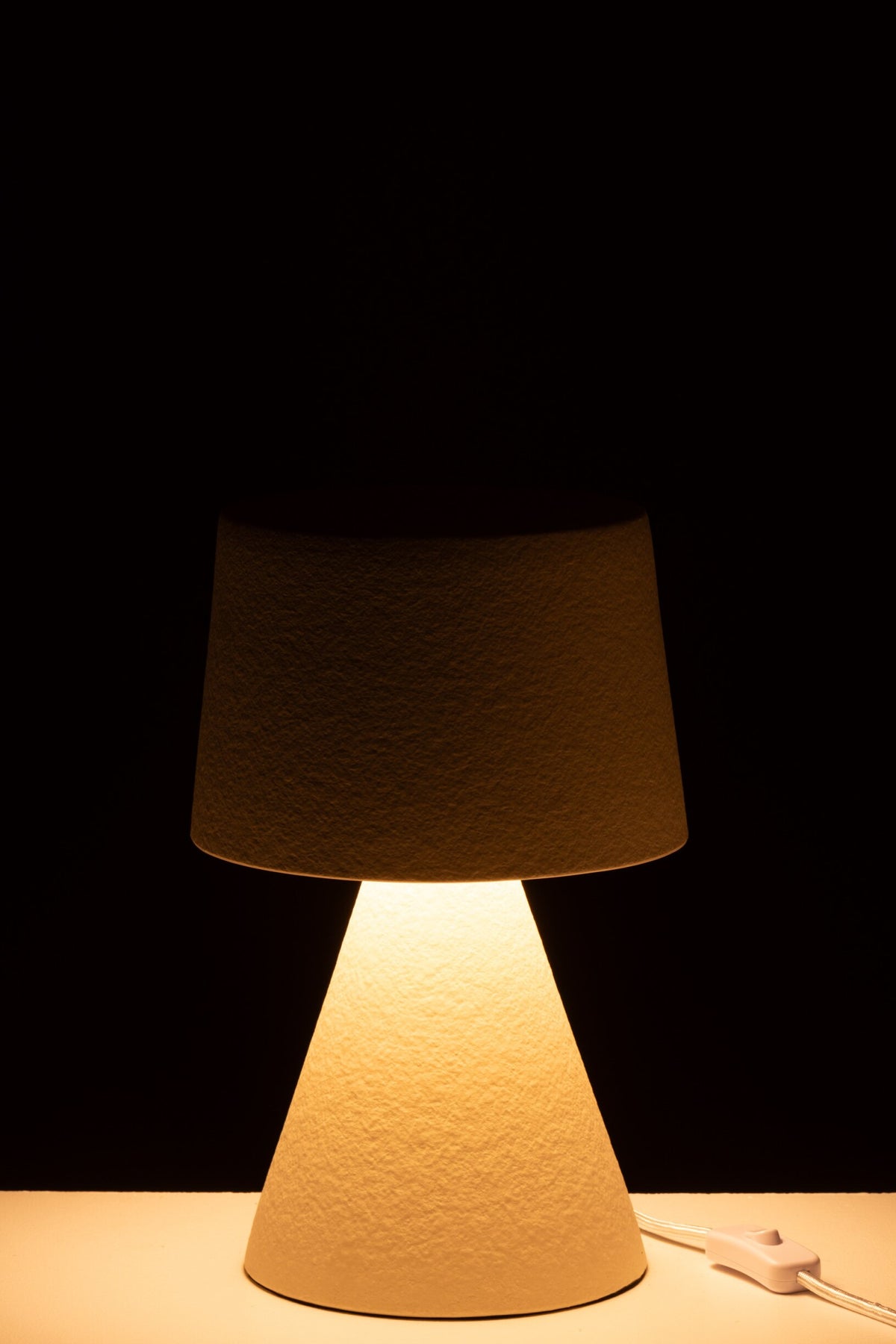Small table lamp, beige stoneware shade