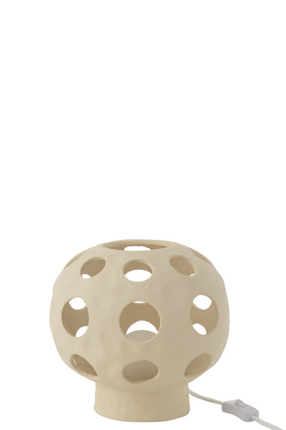 Table lamp sphere stoneware beige