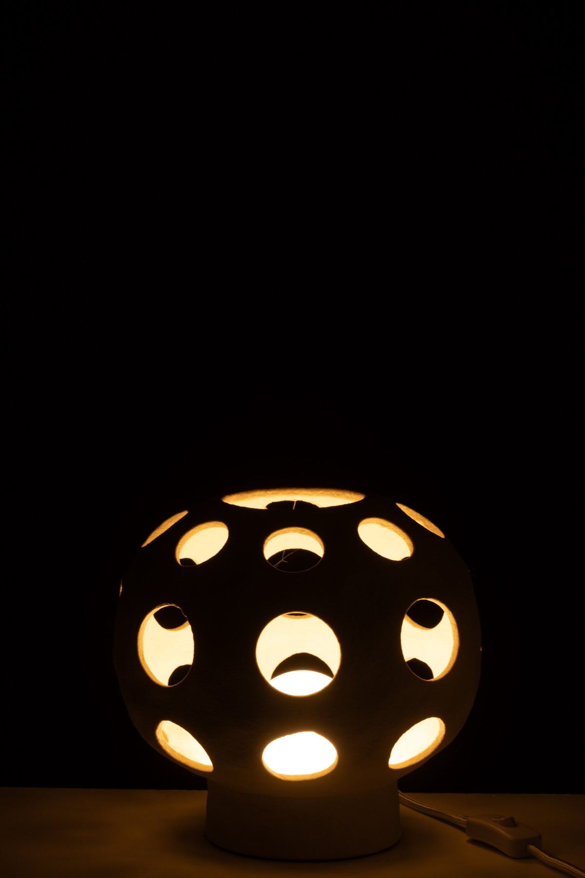 Table lamp sphere stoneware beige