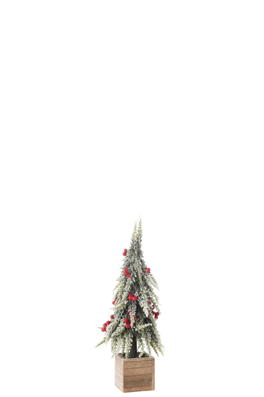 Xmas Tree+Led Artificial Snow Green/Red Small