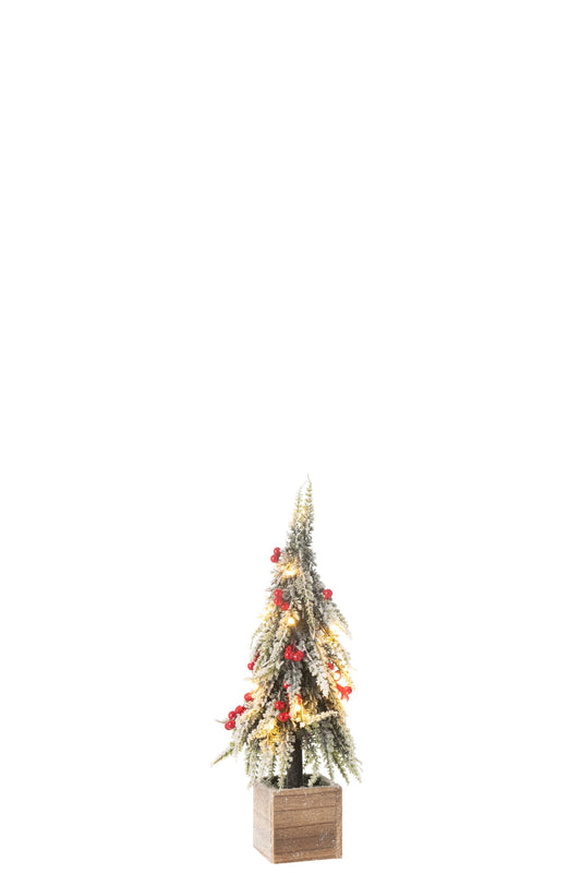 Xmas Tree+Led Artificial Snow Green/Red Small