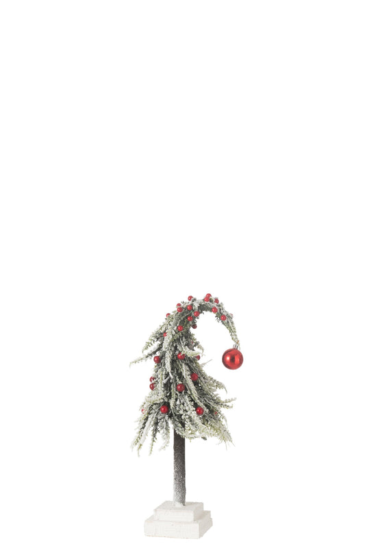Xmas Tree Hat+Led Artificial Snow Green/Red Small