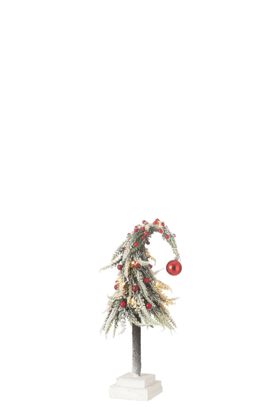 Xmas Tree Hat+Led Artificial Snow Green/Red Small