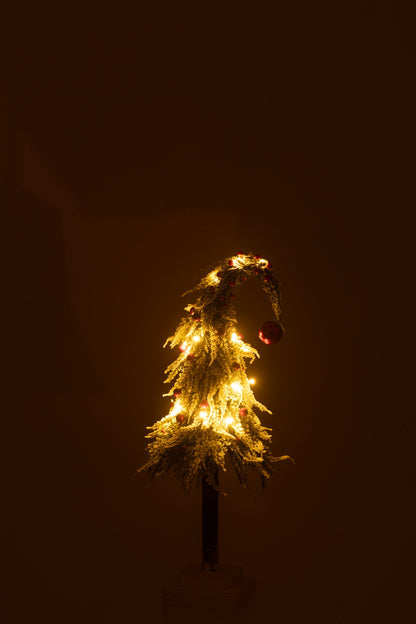 Xmas Tree Hat+Led Artificial Snow Green/Red Midum