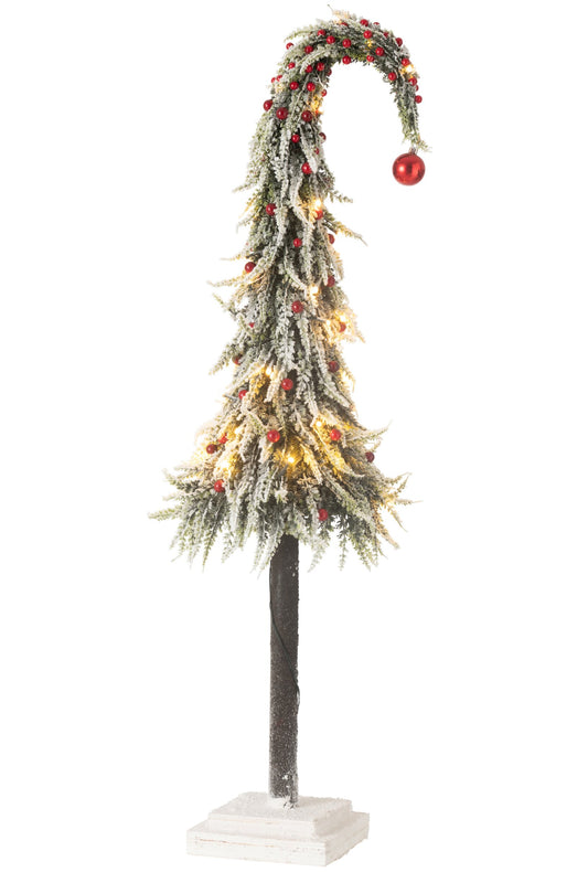 Xmas Tree Hat+Led Artificial Snow Green/Red Large