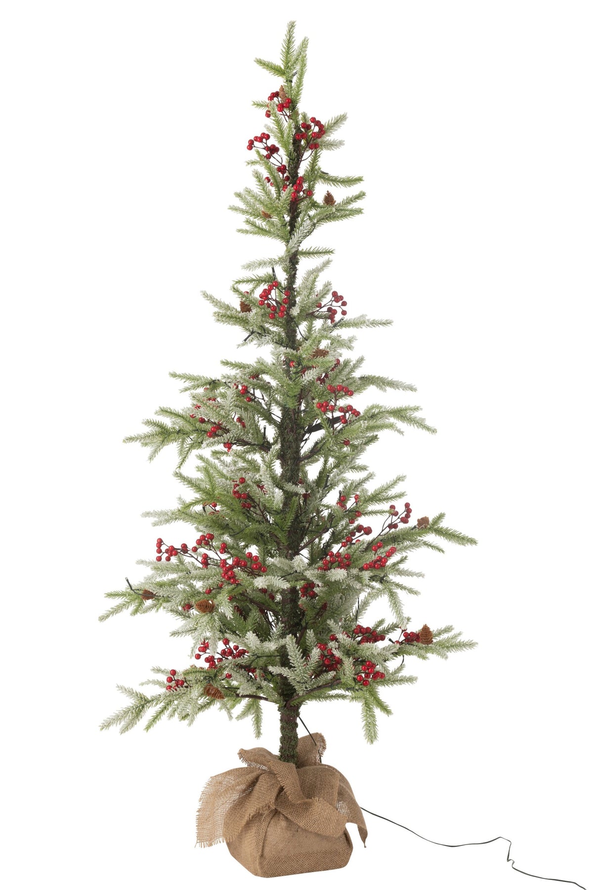 Xmas Tree+Jute Bag+Led Artificial Snow Green/Red Large
