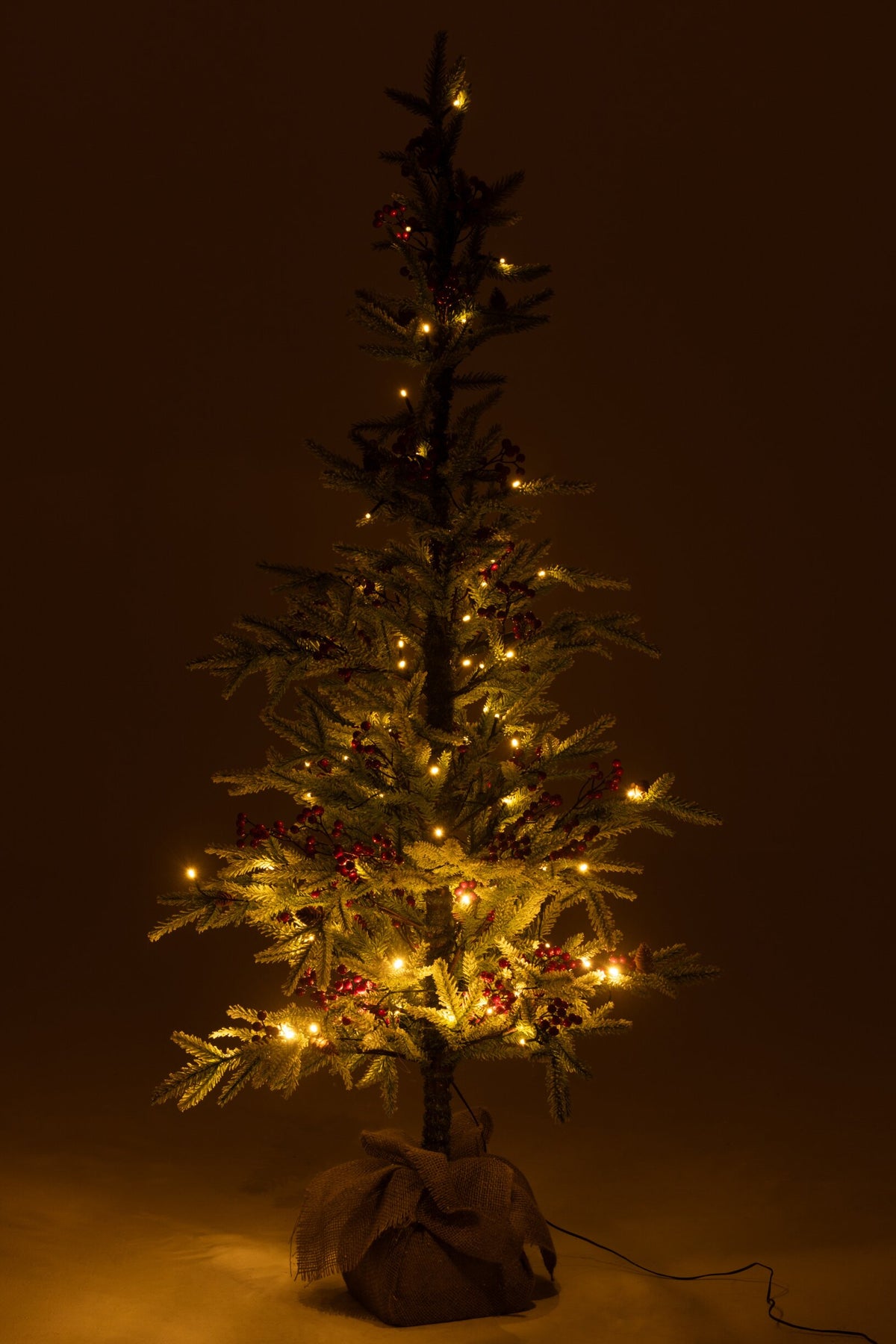 Xmas Tree+Jute Bag+Led Artificial Snow Green/Red Large