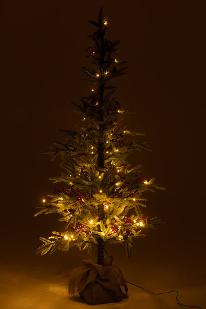Xmas Tree+Jute Bag+Led Artificial Snow Green/Red Large
