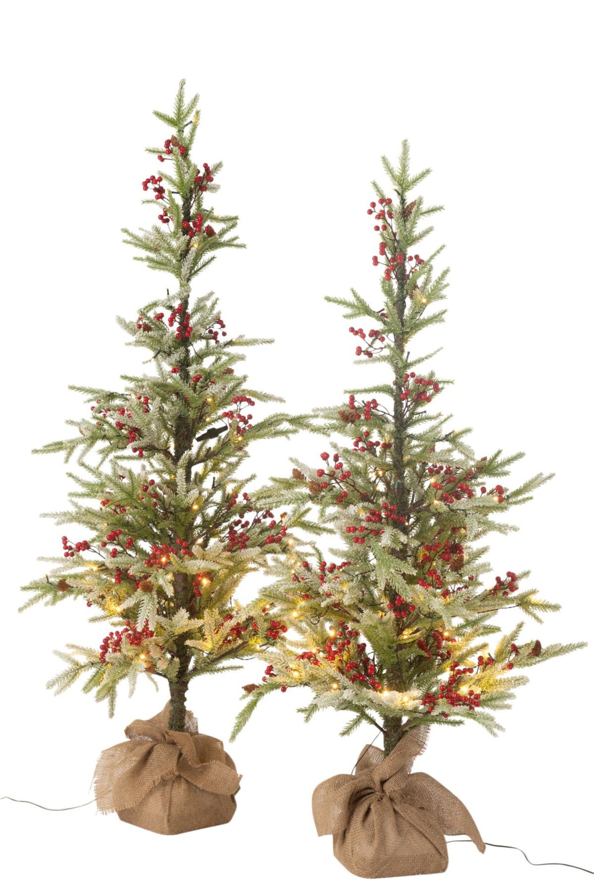 Xmas Tree+Jute Bag+Led Artificial Snow Green/Red Large