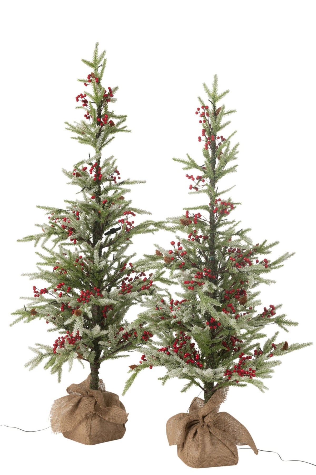 Xmas Tree+Jute Bag+Led Artificial Snow Green/Red Large