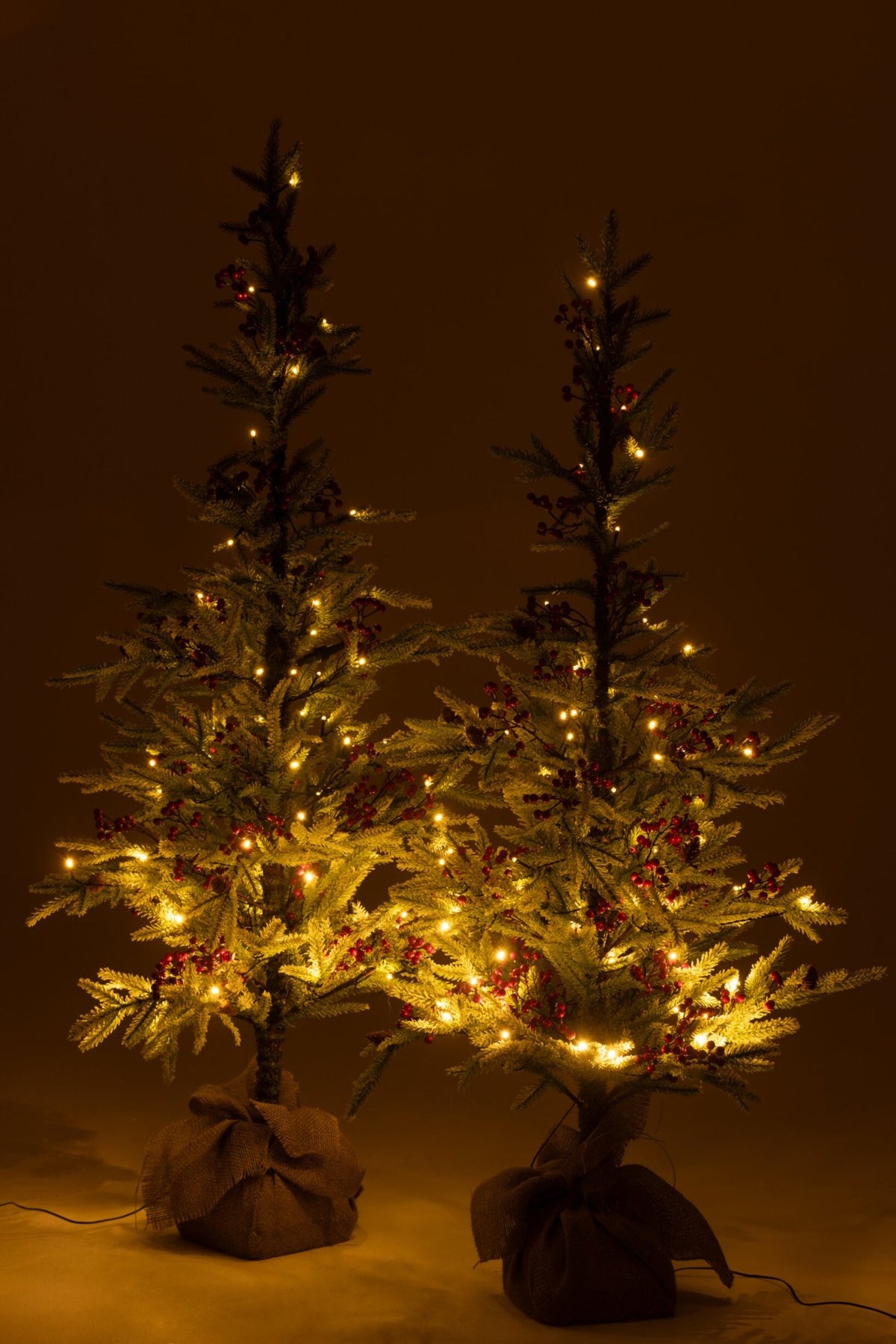 Xmas Tree+Jute Bag+Led Artificial Snow Green/Red Large