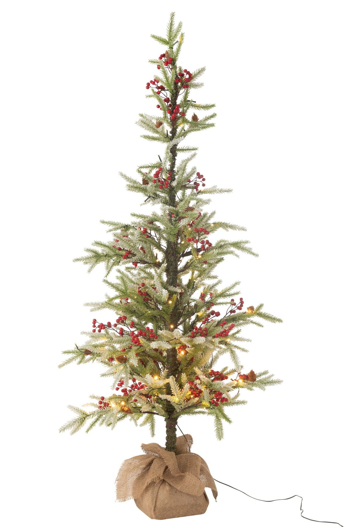 Xmas Tree+Jute Bag+Led Artificial Snow Green/Red Large