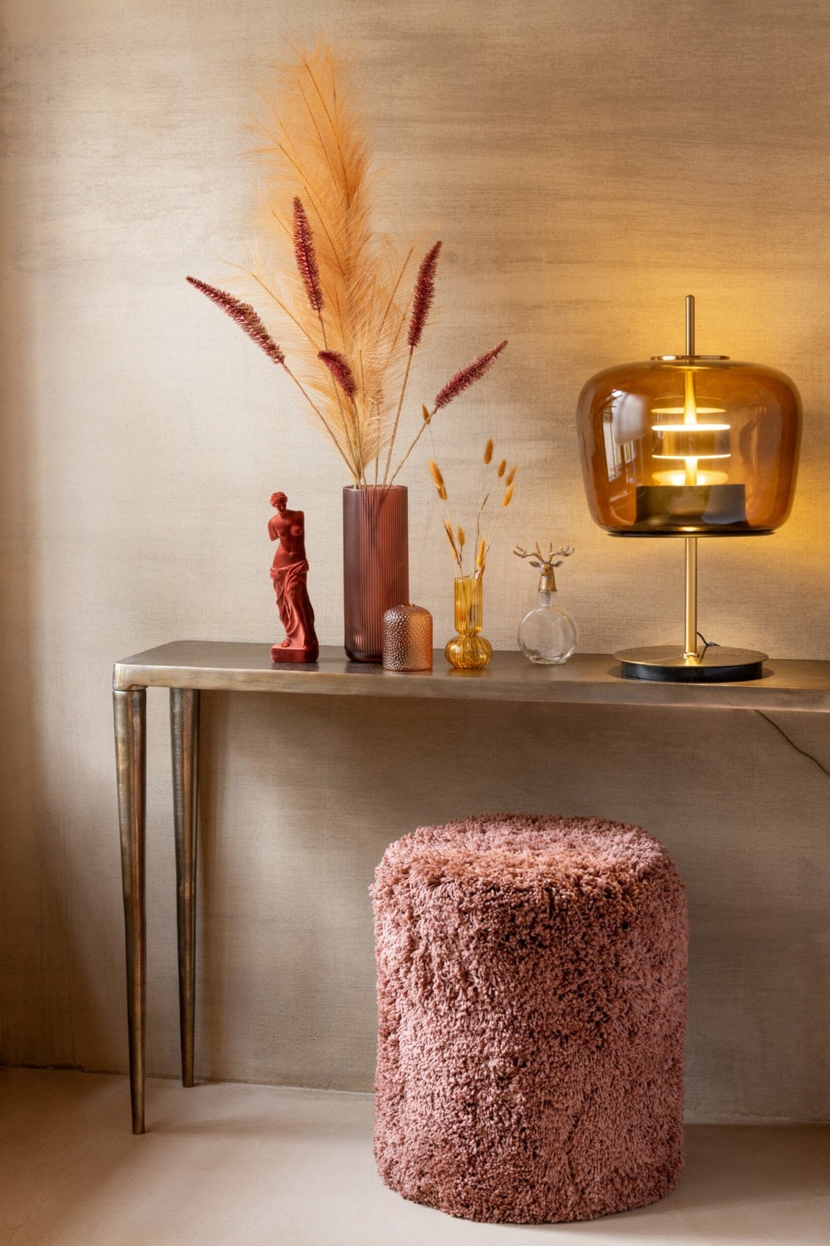 Table lamp led glass brown