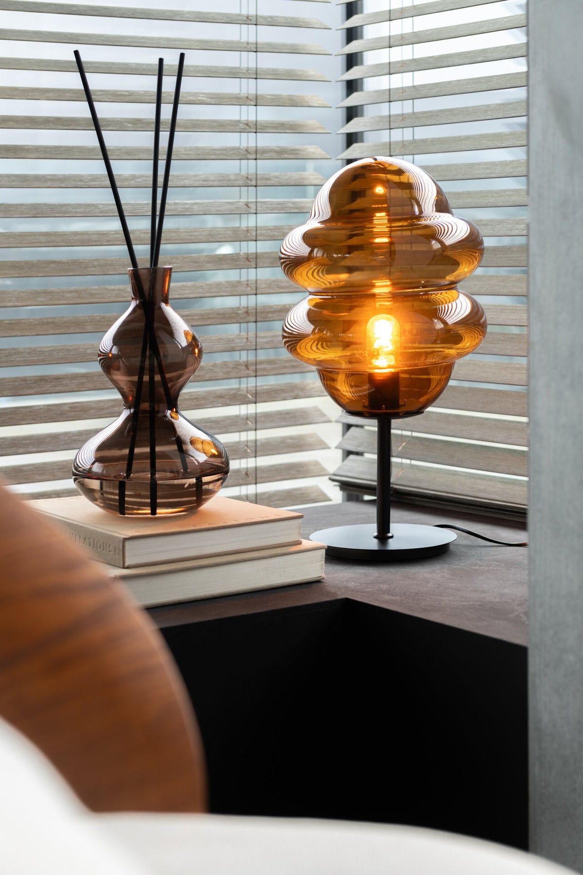 Table lamp honey spoon glass brown