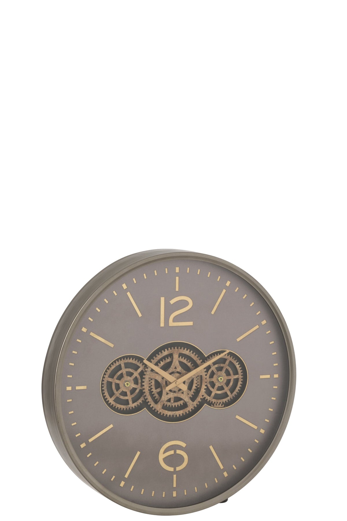 Clock Hollow Gears MDF Grey/Gold Large
